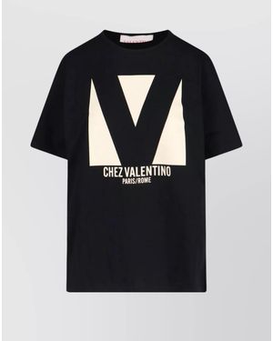 Valentino Cotton Logo Print Short Sleeve T-Shirt - Black