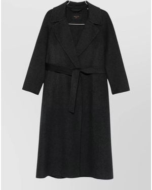 Paltò Paola Wool Coat Belted Waist Lapel - Black