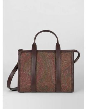 Etro Paisley Jacquard Mini Tote Bag Shoulder Strap - Brown