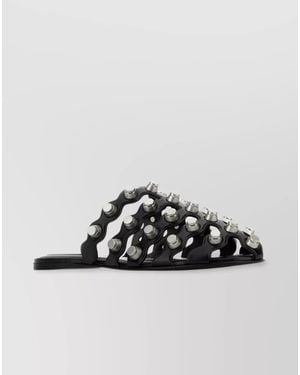 Alexander Wang Leather Studded Cutout Slide Sandals - Multicolour