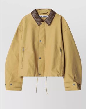 Acne Studios Jacket Contrast Collar Adjustable Cuffs Drawstring Hem - Natural