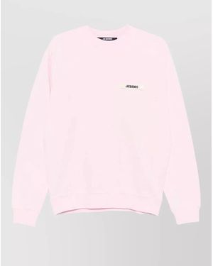 Jacquemus Cotton Gros Grain Logo Crew Sweatshirt - Pink
