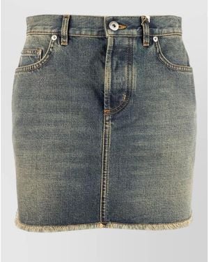 Dior Skirt Frayed Hem Back And Front Pockets - Grey