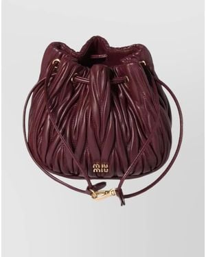 Miu Miu Quilted Nappa Leather Bucket Bag - Red