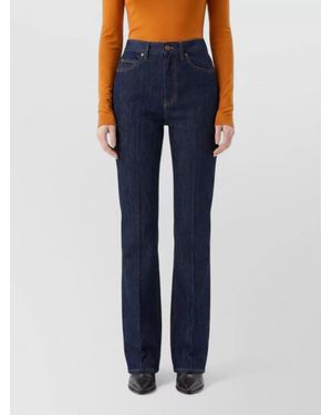 Saint Laurent Denim High-Rise Bootcut Jeans - Blue