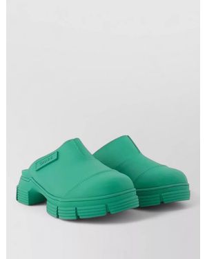 Ganni Recycled Rubber Retro Mules Open Back - Green