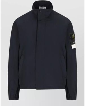 Stone Island High Neck Long Sleeve Jacket Side Pockets - Blue