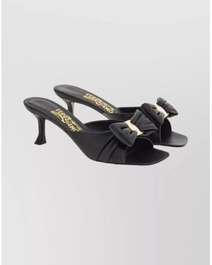 Ferragamo Open Toe Mules Bow Detail - Black