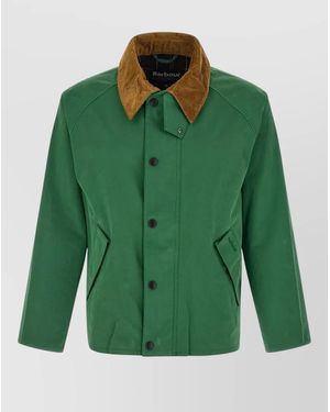 Barbour Heritage Jacket Corduroy Collar Raglan Sleeves - Green