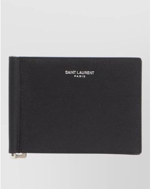 Saint Laurent Calfskin Money Clip Wallet - Black