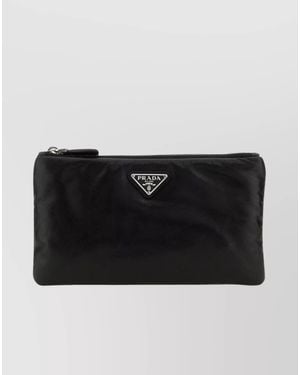 Prada Nappa Leather Pouch Textured Finish - Black