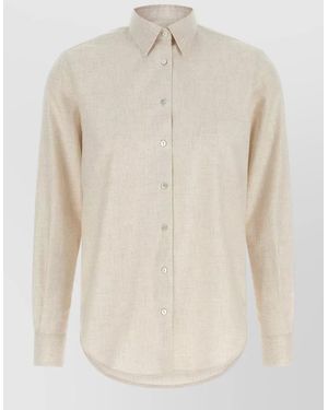 Xacus Marta Flannel Shirt Button Down Collar - Natural