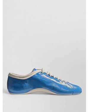 Dries Van Noten Low Top Lace Up Leather Trainers - Blue