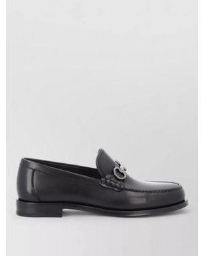 Ferragamo Loafers Gancini Moccasin Round Toe Buckle - Black