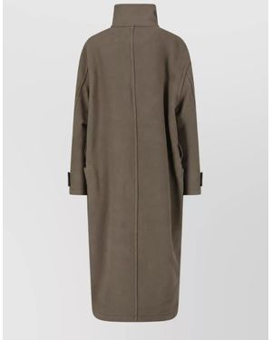 Lemaire Wool Belted Asymmetric Single Breasted Coat - Multicolor