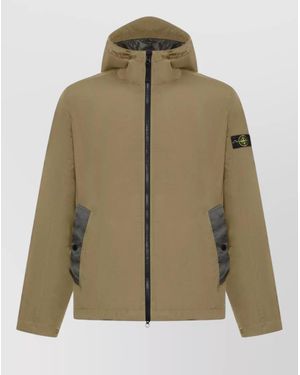 Stone Island Nylon Hooded Jacket - Natural