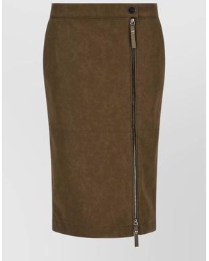 Pinko Textured Asymmetric Zip Pencil Skirt - Green