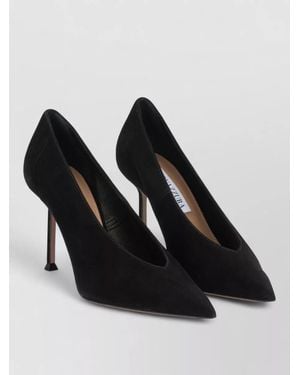 Aquazzura Suede Leather Voltaire 85Mm Court Shoes - Black