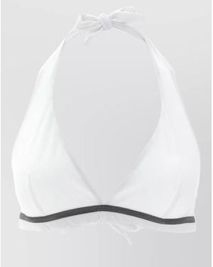 Brunello Cucinelli Monile Halter Bikini Top Technical Jersey - White