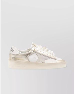 Golden Goose Low Top Trainers With Metallic Finish And Star Detail - White