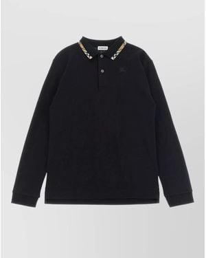 Burberry Cotton Piqué Long-Sleeve Polo Shirt - Blue