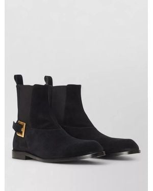 Balmain Suede Leather Ankle Boots - Black