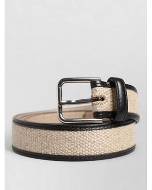 Dolce & Gabbana Linen And Leather Belt - Natural