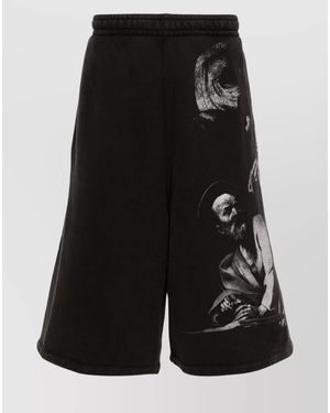 Off-White c/o Virgil Abloh Printed Cotton Knee-Length Bermuda Shorts - Black