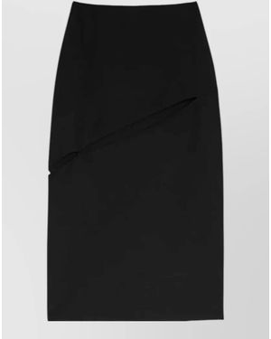 Jil Sander Wool Blend Cutout Midi Skirt - Black