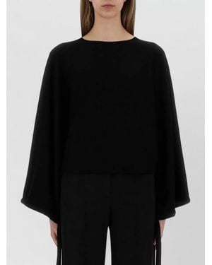 Max Mara Mesh Cropped Knitwear Top Wide Sleeves - Black