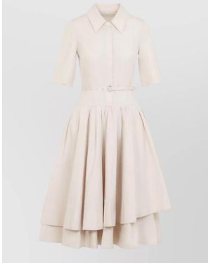 Co. Tton Belted Long Dress Short Sleeves - Natural