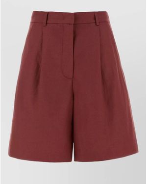 Weekend by Maxmara Cotton Blend Pleated Cuba Shorts - Red