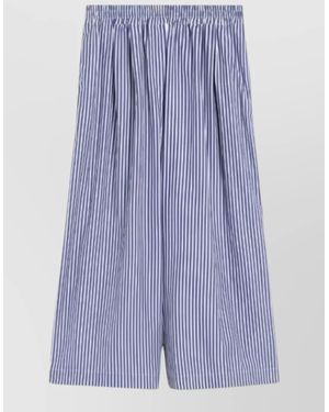Weekend by Maxmara Cotton High-Rise Wide-Leg Trousers - Blue