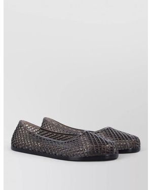 Ancient Greek Sandals Mesh Ballerina Flat Shoe Round Toe - Grey