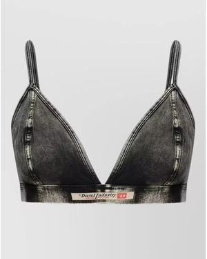DIESEL Cotton Logo-Elastic Bralette - Black