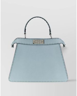 Fendi Shoulder Bag Leather Adjustable Strap - Blue