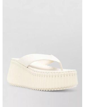 Chloé Nama Platform Sandals Open Toe Strap - Natural