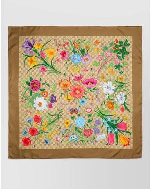 Gucci Silk Printed Scarf - Metallic