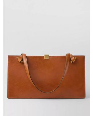 Versace Medium Tote Calf Leather Tote Bag - Brown
