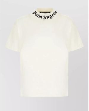 Palm Angels Logo Print Cotton T-Shirt - White