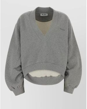 The Attico Loose Fit Cotton Sweatshirt V Neckline - Grey
