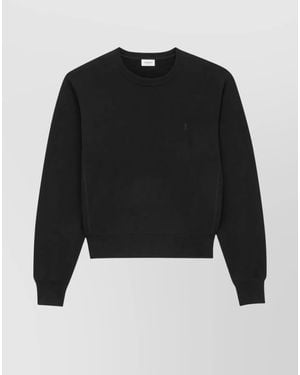 Saint Laurent Cotton Fleece Crewneck Sweatshirt - Black