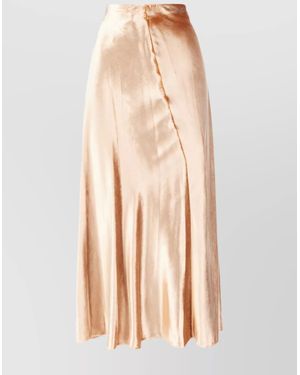 Tory Burch High-Waisted A-Line Skirt Satin Finish - Natural