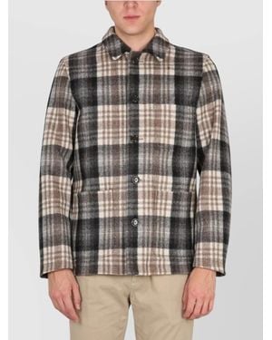 Aspesi Tadao Check-Pattern Shirt Jacket - Grey