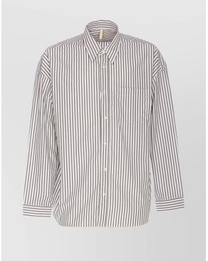 sunflower Striped Long Sleeve Button Down Shirt - White
