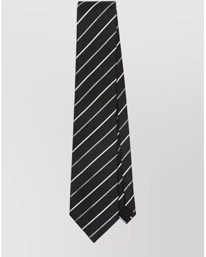 Saint Laurent Striped Necktie Smooth Texture Lightweight Formal Style - White