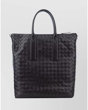 Bottega Veneta Leather Woven Tote Bag - Black