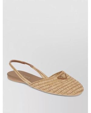 Prada Woven Flat Sole Ballerina Sandals - Natural