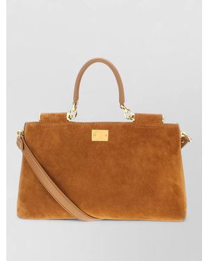 Dolce & Gabbana Vittoria Suede Leather Shoulder Bag - Brown