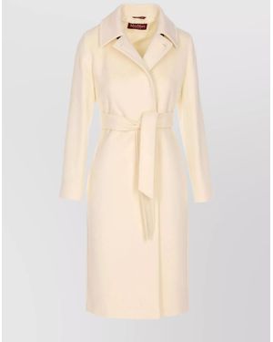 Max Mara Wool Drap Coat Belted Waist - Natural